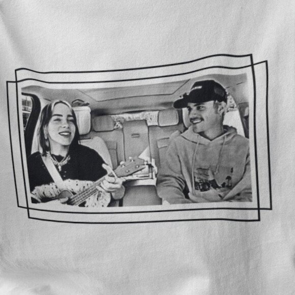 Billie Eilish X Justin Unisex T-Shirt, Graphics Unisex Retro Shirt - Picture 2 of 3